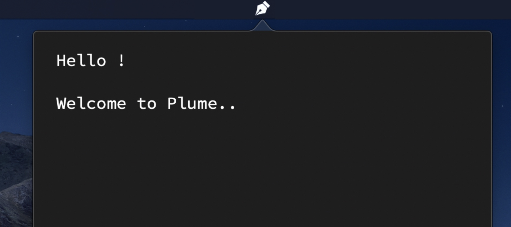 Plume screenshot showing the menubar popover interface for taking notes